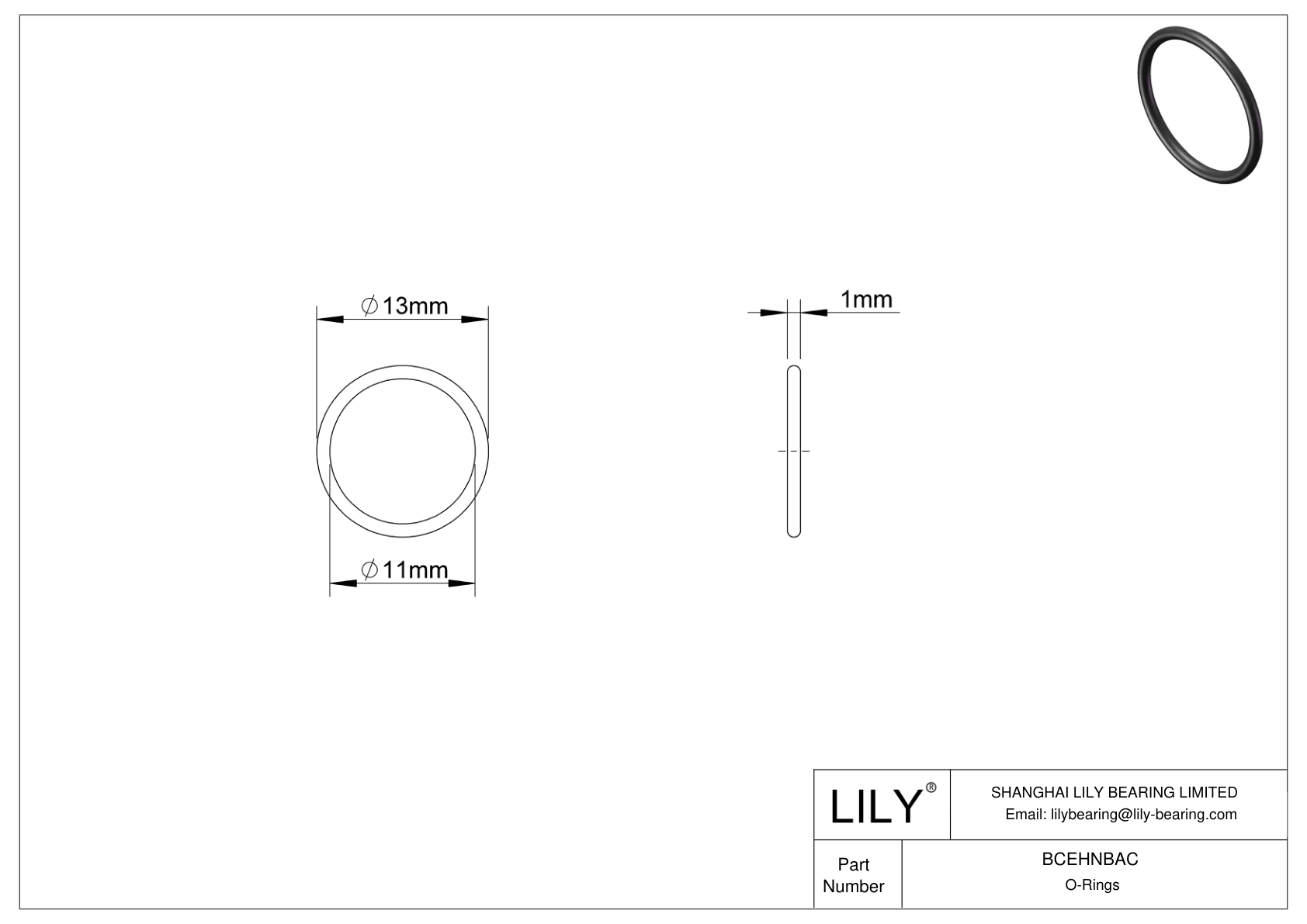 BCEHNBAC Oil Resistant O-Rings Round cad drawing