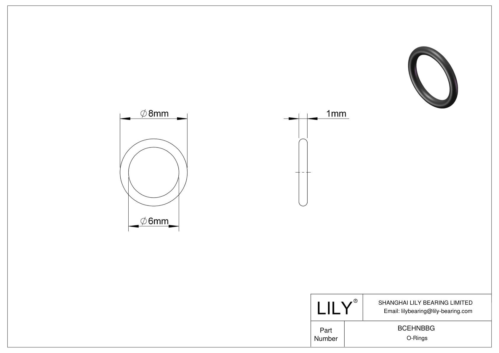 BCEHNBBG Oil Resistant O-Rings Round cad drawing