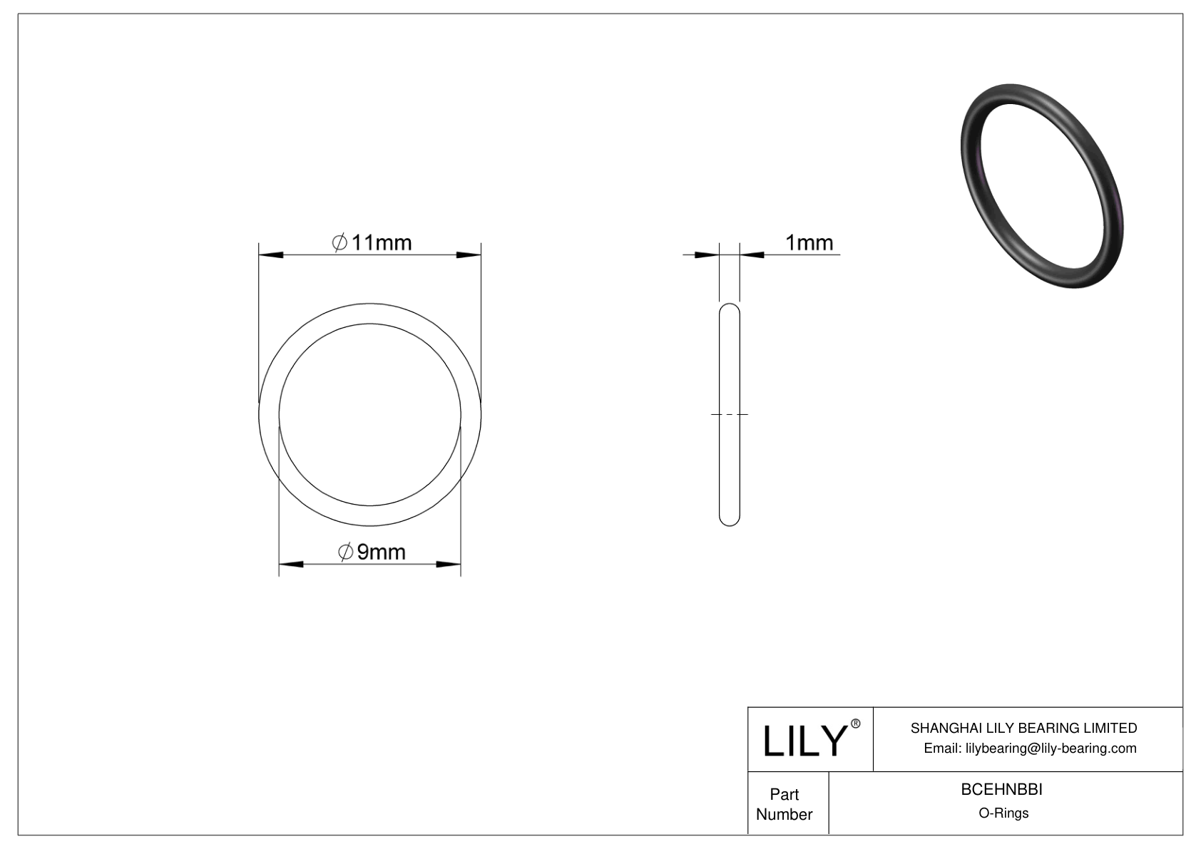 BCEHNBBI Oil Resistant O-Rings Round cad drawing