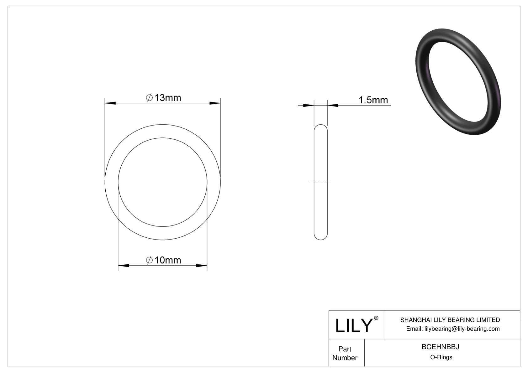 BCEHNBBJ Oil Resistant O-Rings Round cad drawing