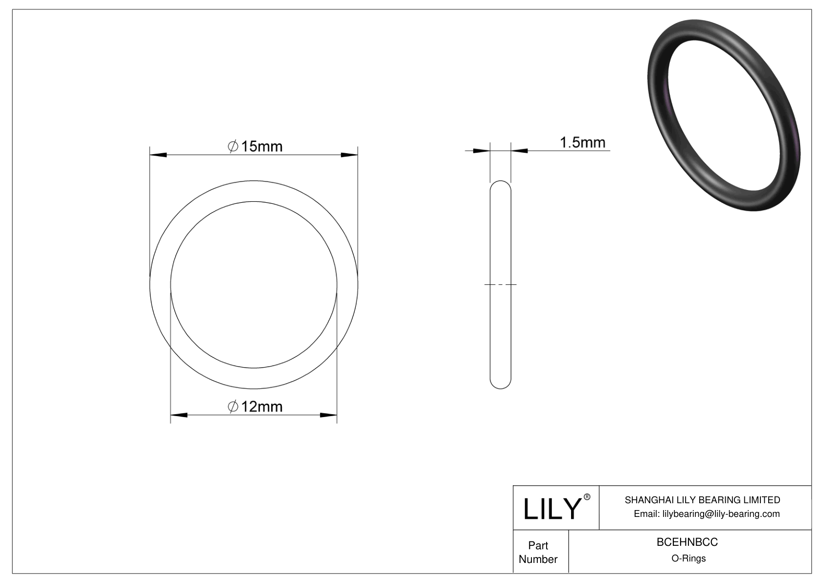 BCEHNBCC Oil Resistant O-Rings Round cad drawing