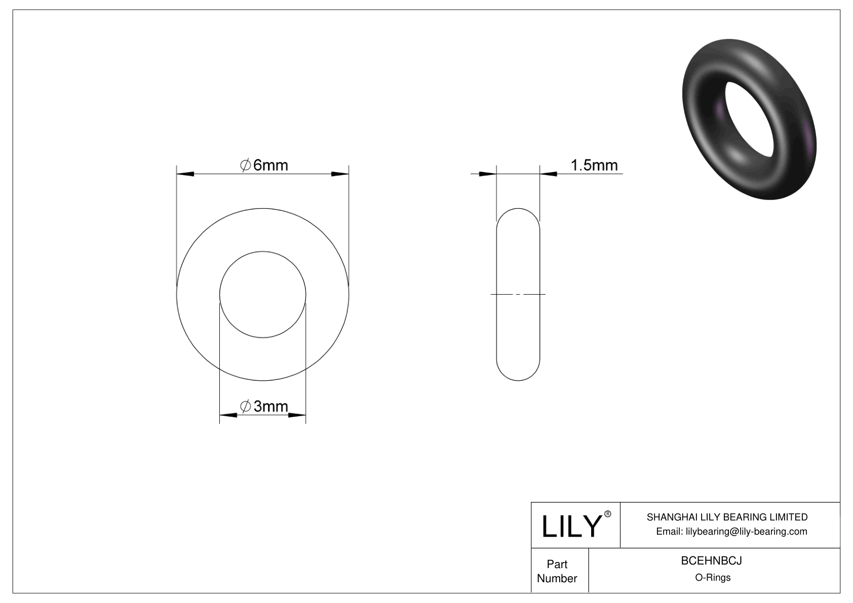 BCEHNBCJ Oil Resistant O-Rings Round cad drawing