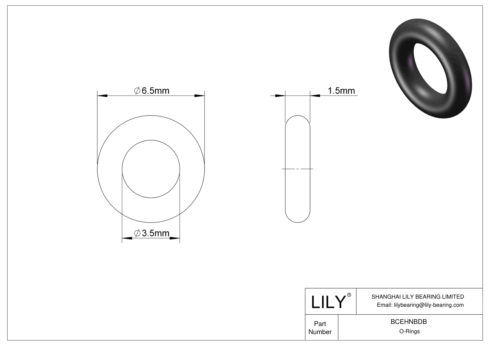 BCEHNBDB Oil Resistant O-Rings Round cad drawing