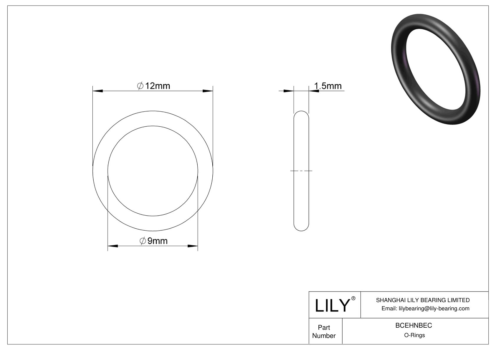 BCEHNBEC Oil Resistant O-Rings Round cad drawing