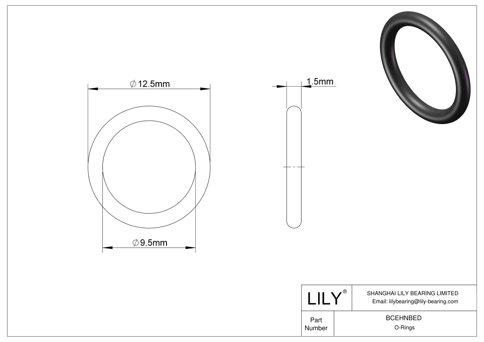 BCEHNBED Juntas tóricas redondas resistentes al aceite cad drawing