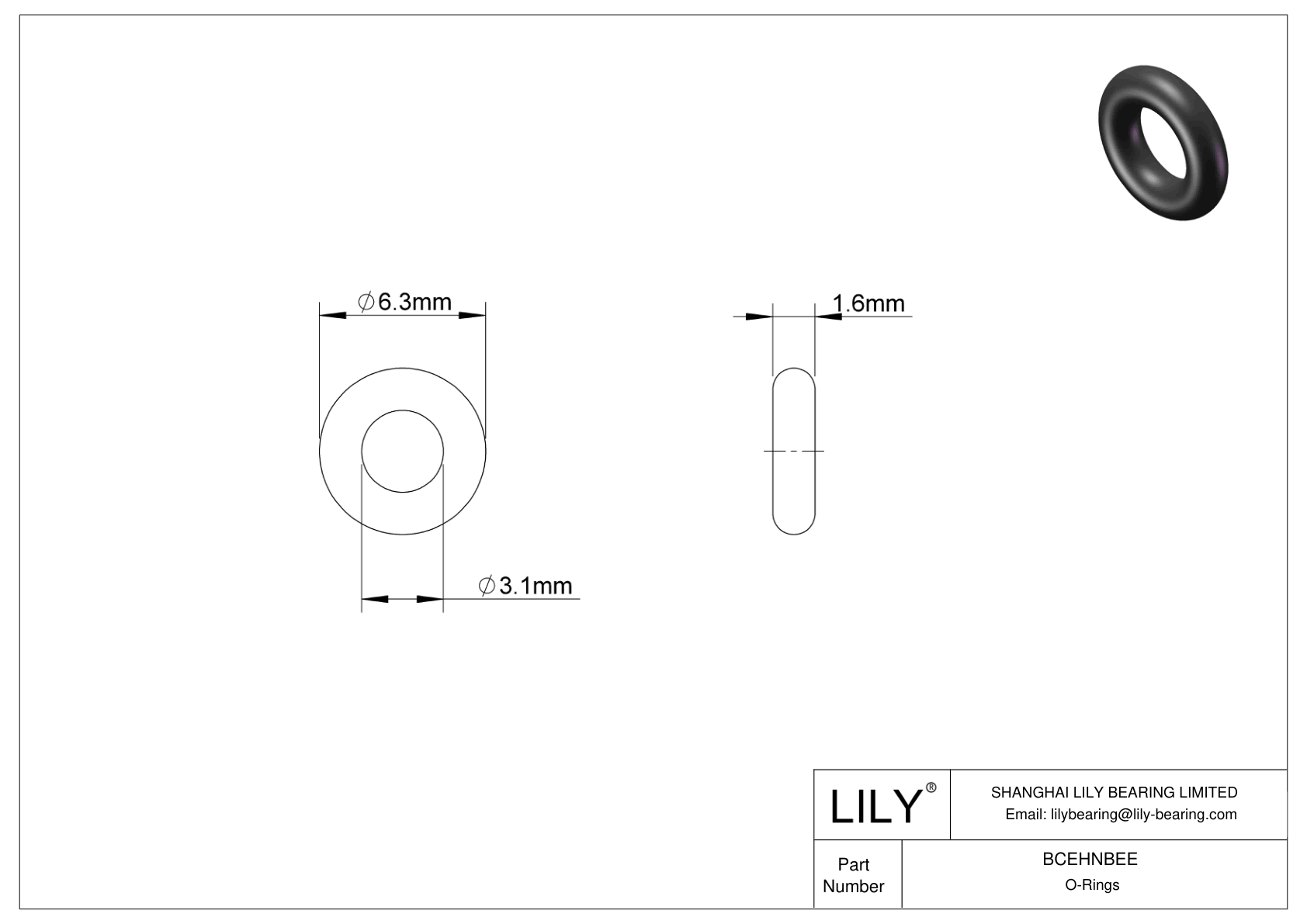 BCEHNBEE Oil Resistant O-Rings Round cad drawing