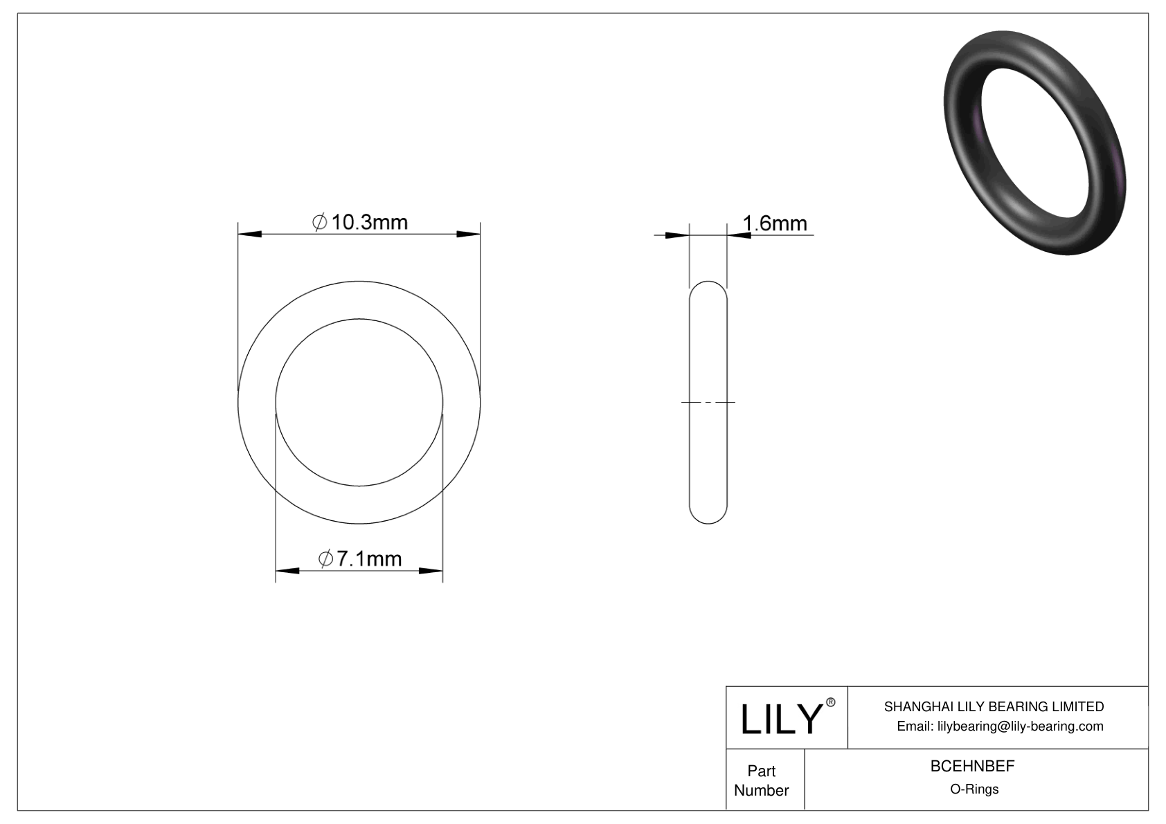 BCEHNBEF Juntas tóricas redondas resistentes al aceite cad drawing