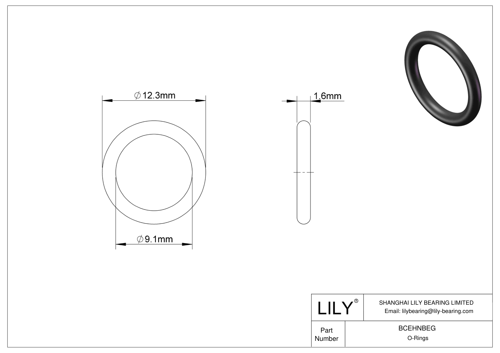 BCEHNBEG Oil Resistant O-Rings Round cad drawing