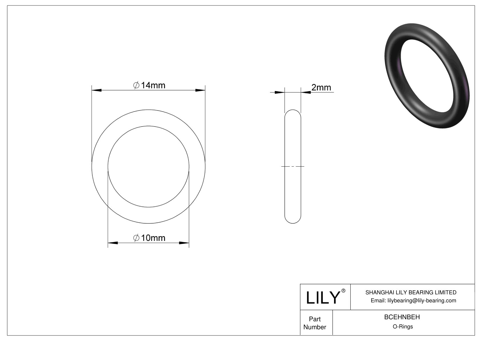 BCEHNBEH Oil Resistant O-Rings Round cad drawing