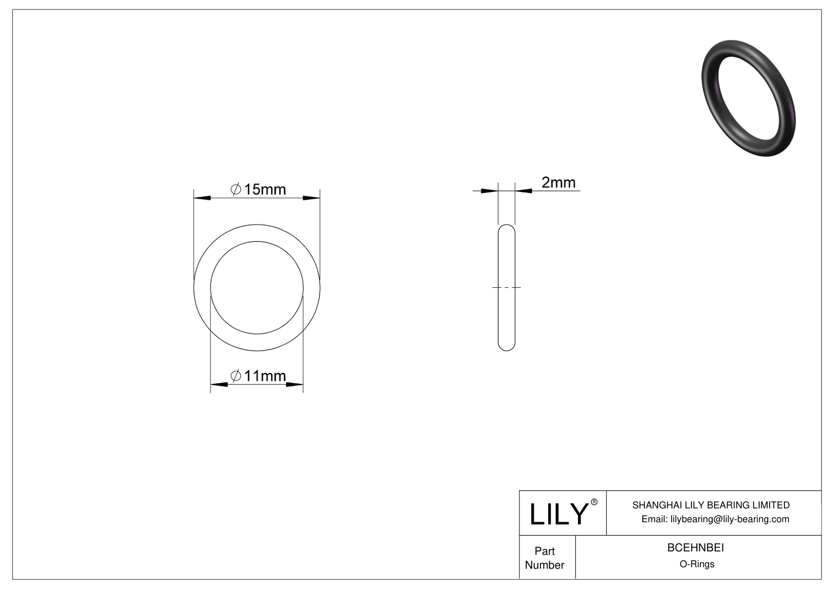 BCEHNBEI Oil Resistant O-Rings Round cad drawing