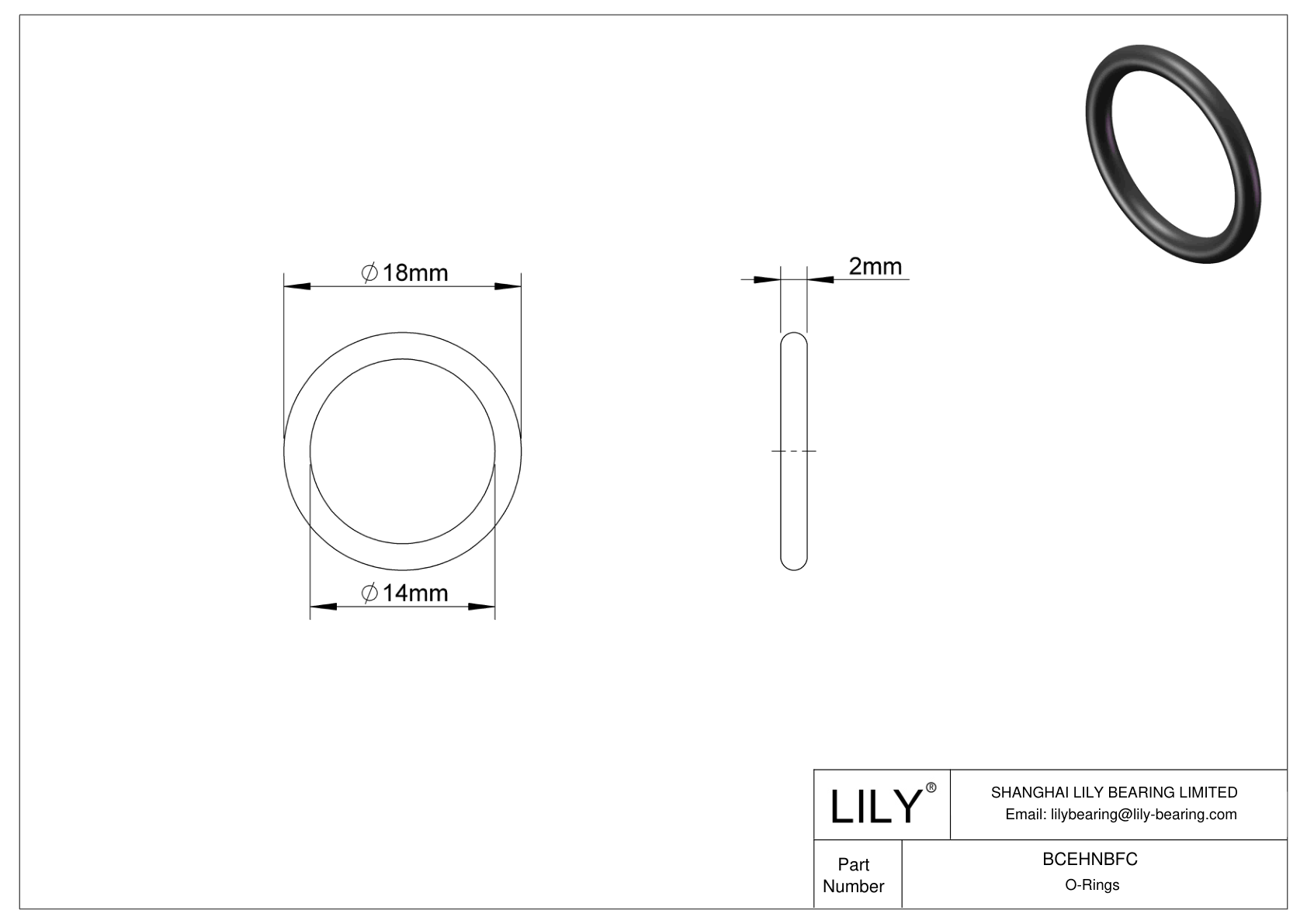 BCEHNBFC Oil Resistant O-Rings Round cad drawing