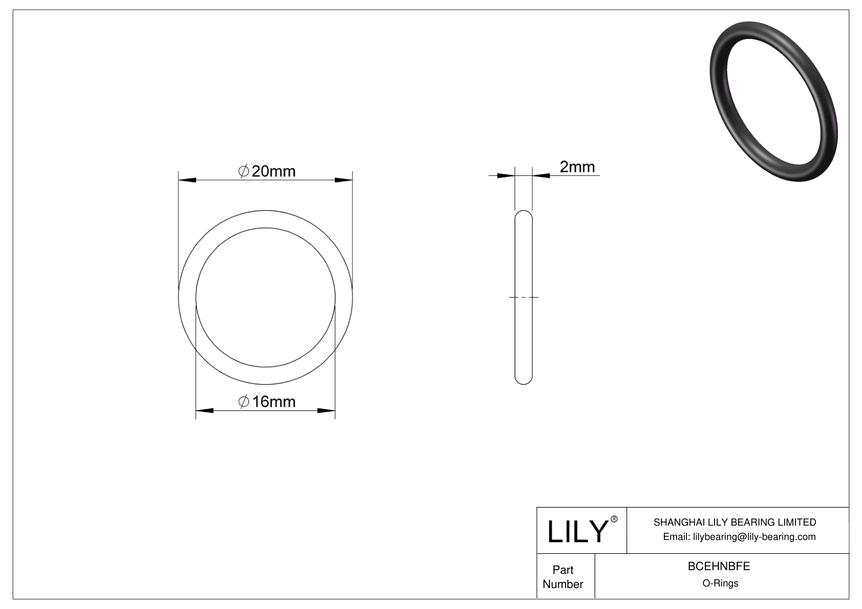 BCEHNBFE Oil Resistant O-Rings Round cad drawing