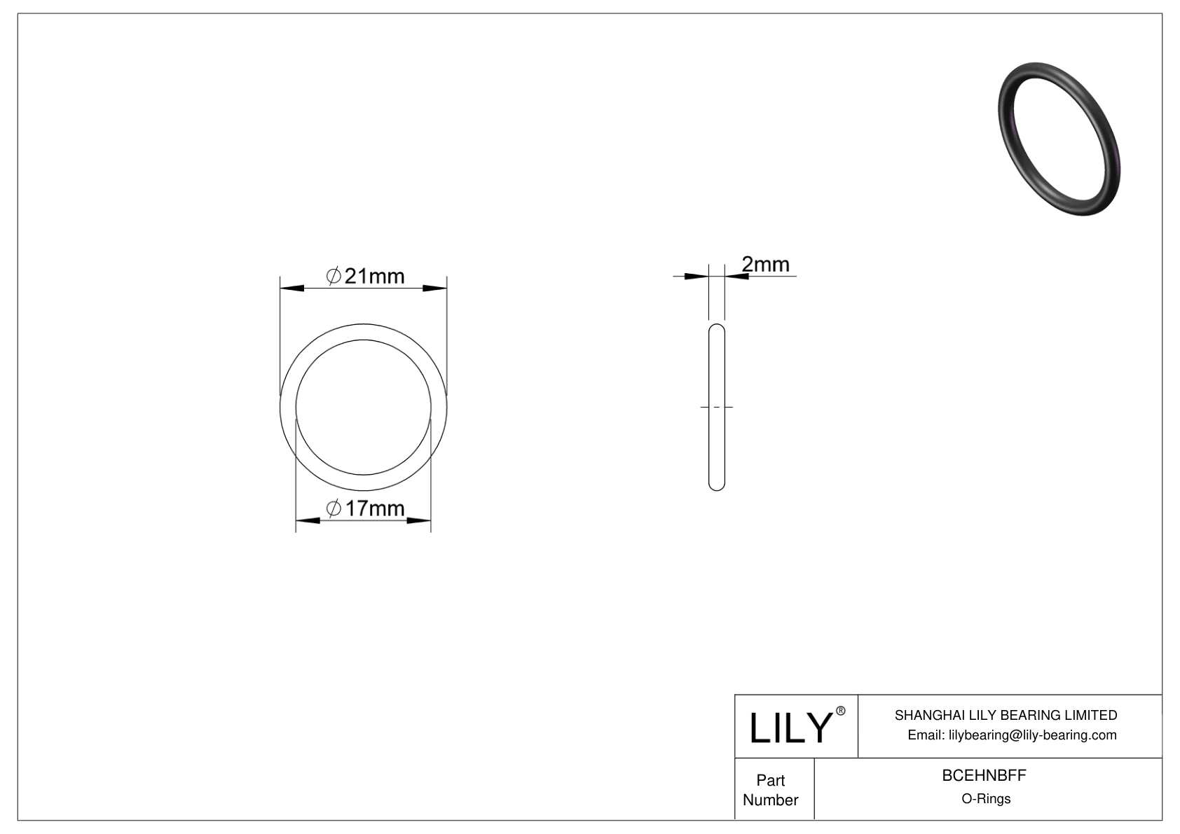 BCEHNBFF Oil Resistant O-Rings Round cad drawing