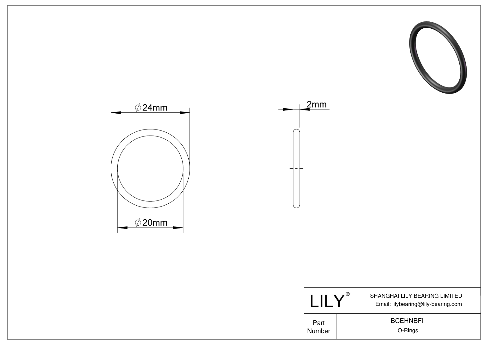 BCEHNBFI Juntas tóricas redondas resistentes al aceite cad drawing