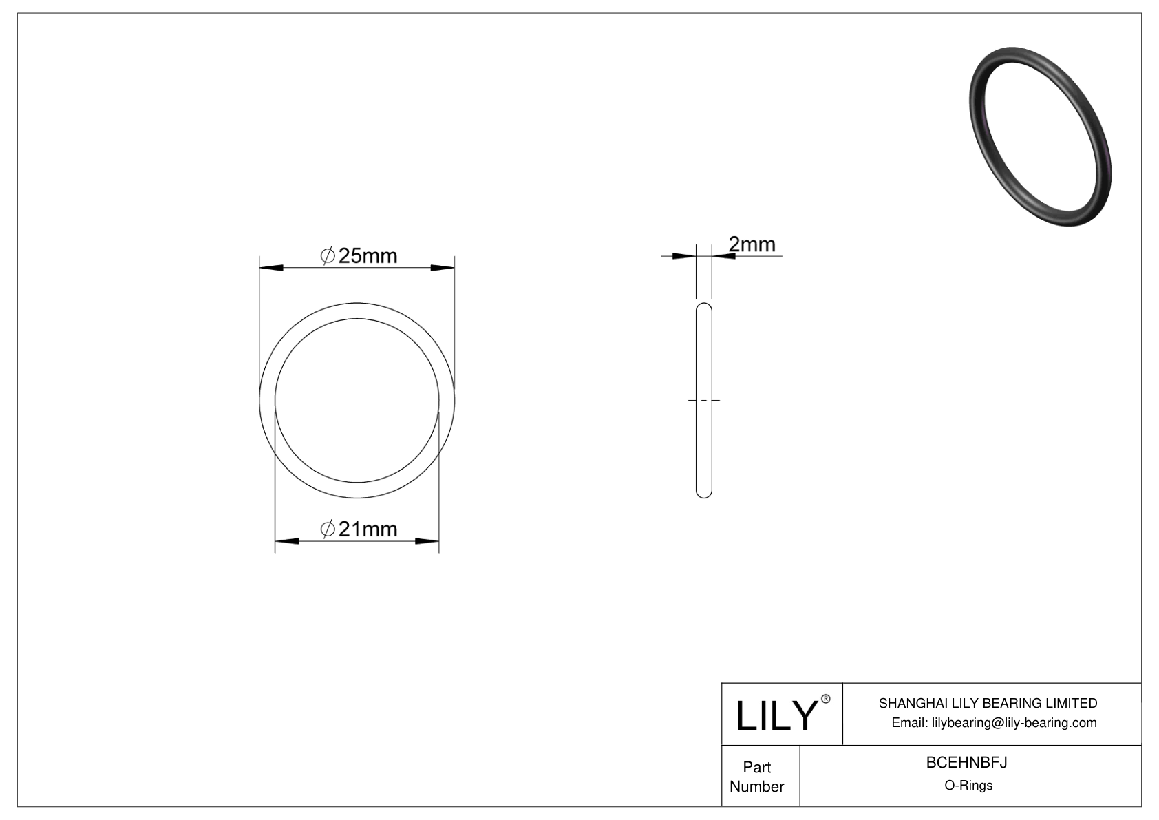 BCEHNBFJ Oil Resistant O-Rings Round cad drawing