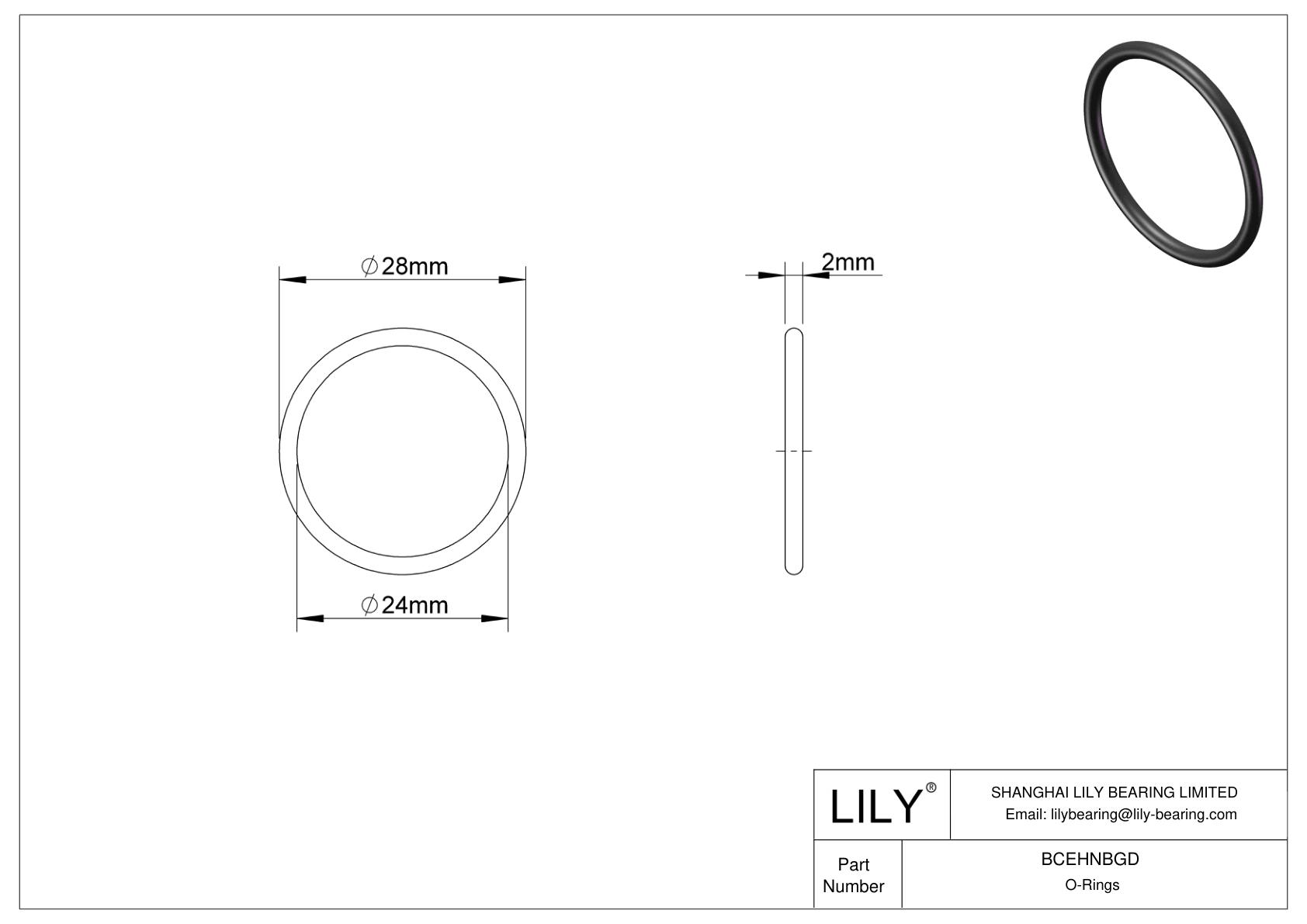 BCEHNBGD Oil Resistant O-Rings Round cad drawing