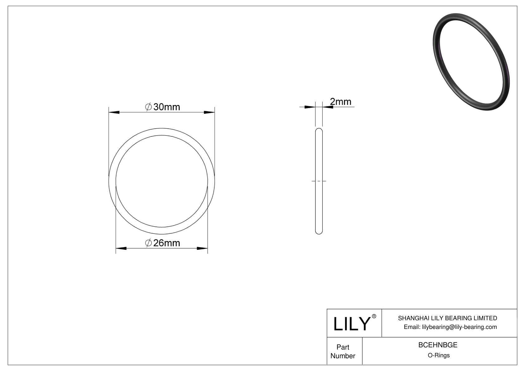 BCEHNBGE Oil Resistant O-Rings Round cad drawing