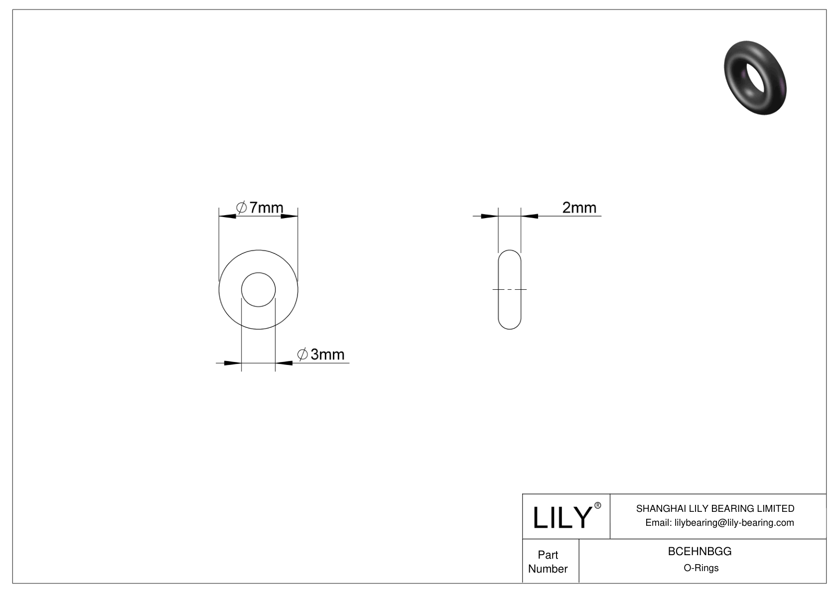 BCEHNBGG Oil Resistant O-Rings Round cad drawing