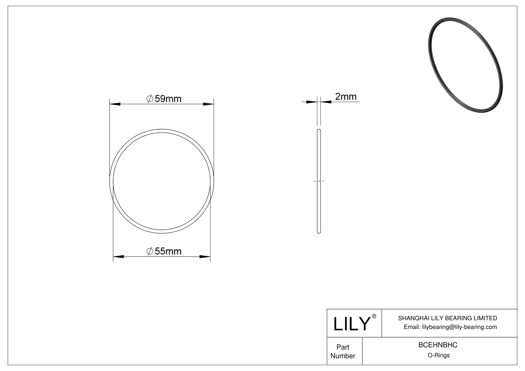 BCEHNBHC Oil Resistant O-Rings Round cad drawing