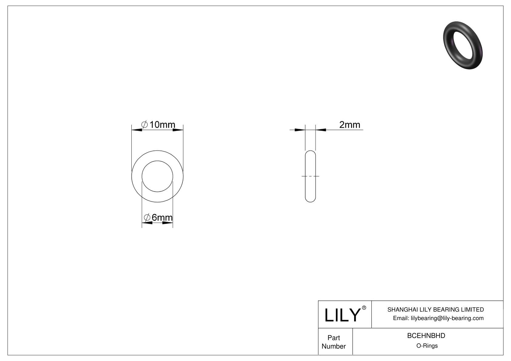 BCEHNBHD Oil Resistant O-Rings Round cad drawing