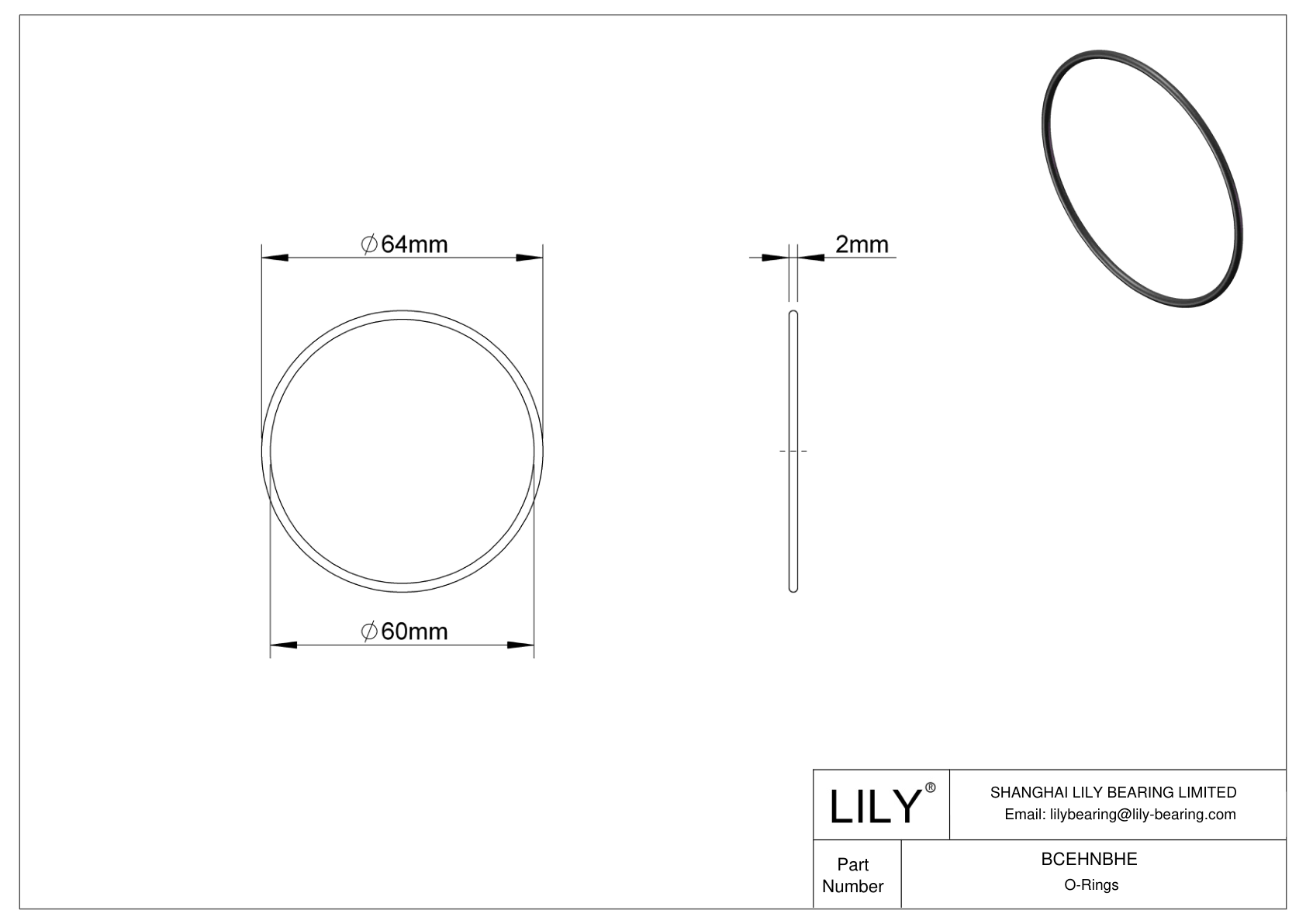 BCEHNBHE Juntas tóricas redondas resistentes al aceite cad drawing