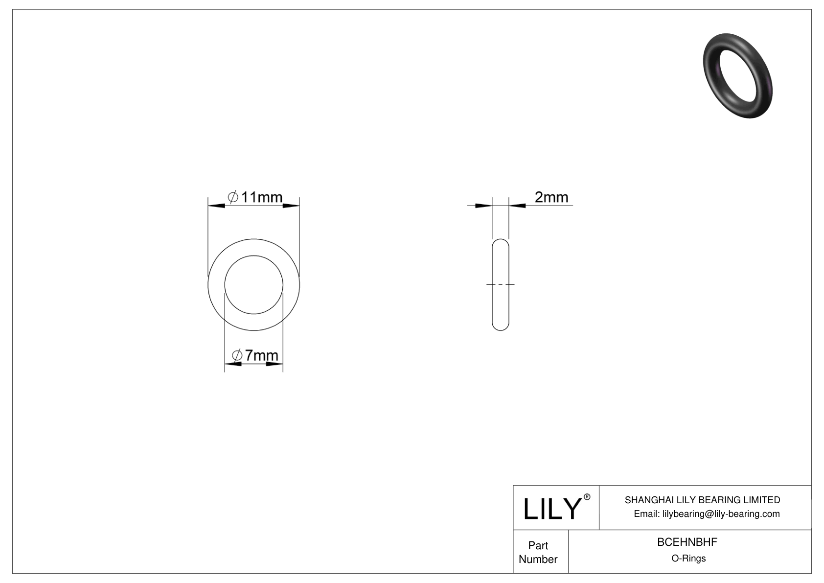 BCEHNBHF Oil Resistant O-Rings Round cad drawing