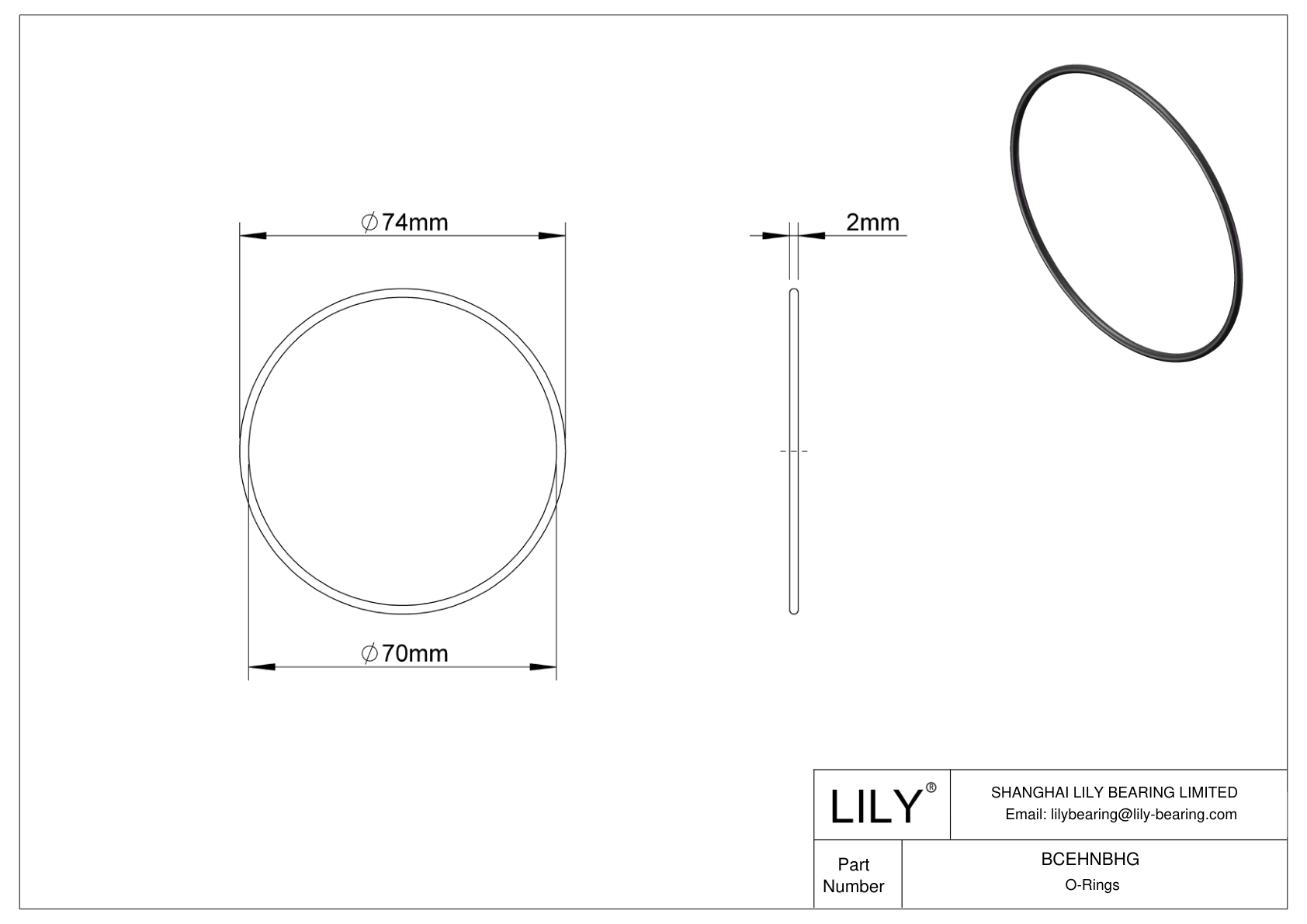 BCEHNBHG Oil Resistant O-Rings Round cad drawing