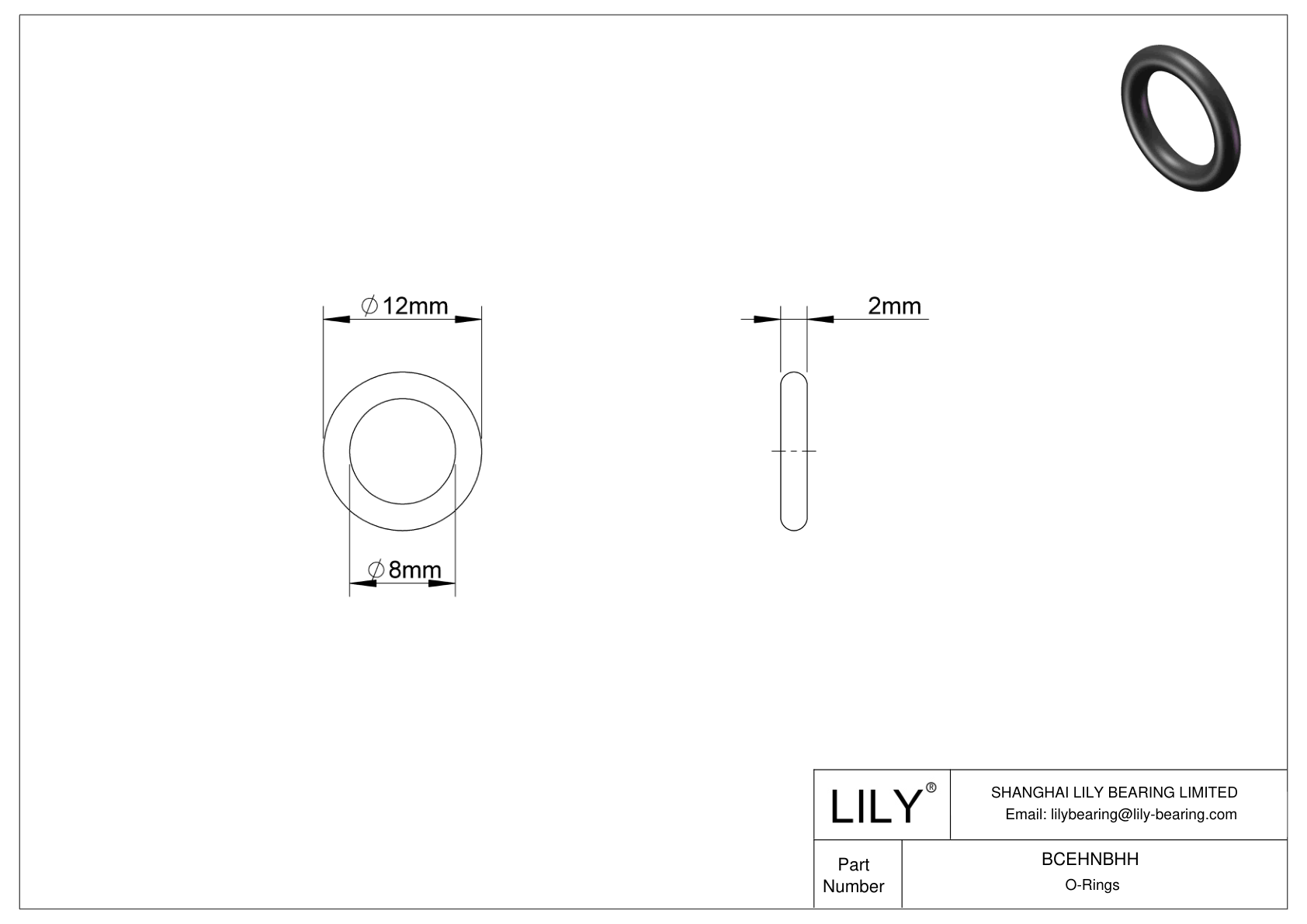 BCEHNBHH Juntas tóricas redondas resistentes al aceite cad drawing