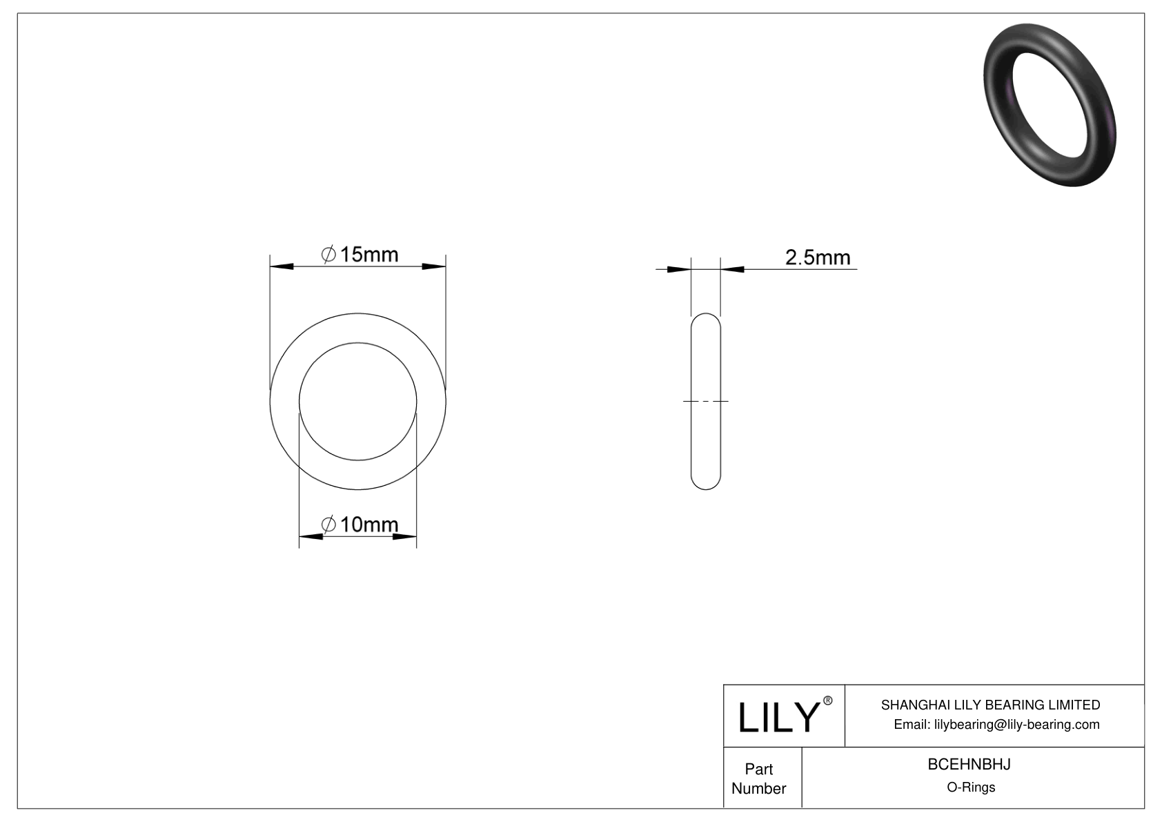 BCEHNBHJ Oil Resistant O-Rings Round cad drawing