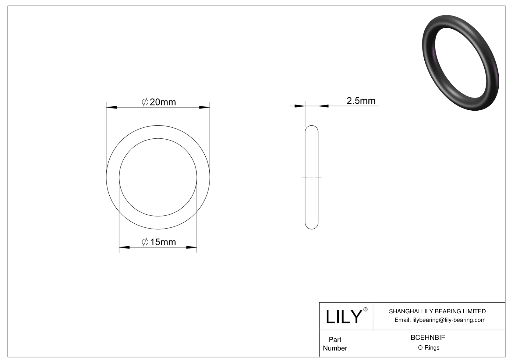 BCEHNBIF Juntas tóricas redondas resistentes al aceite cad drawing