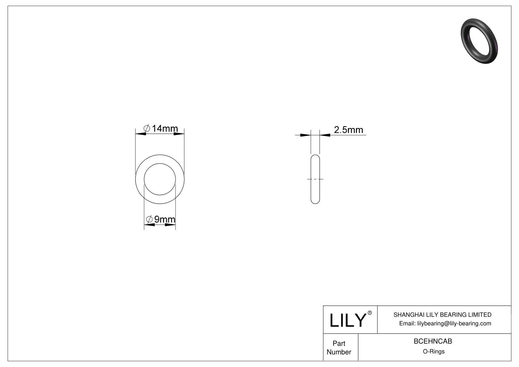 BCEHNCAB Juntas tóricas redondas resistentes al aceite cad drawing