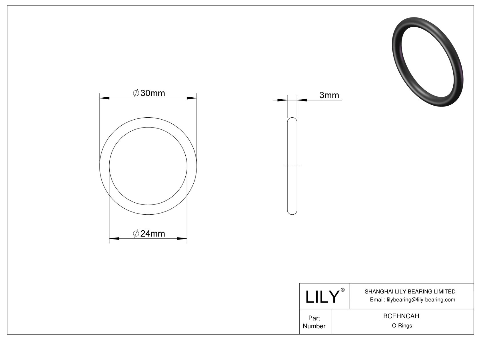 BCEHNCAH Oil Resistant O-Rings Round cad drawing