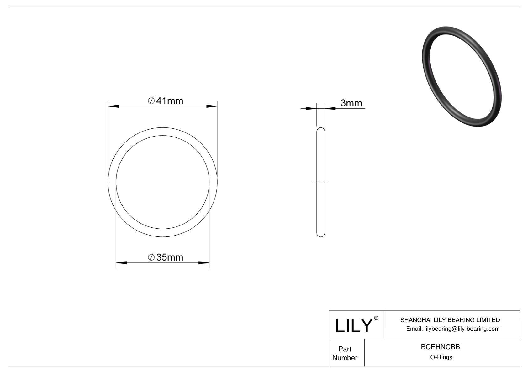 BCEHNCBB Juntas tóricas redondas resistentes al aceite cad drawing