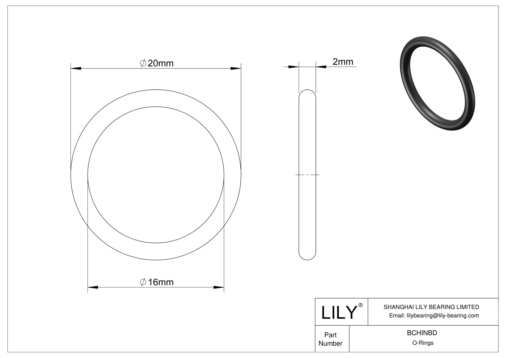 BCHINBD Chemical Resistant O-rings Round cad drawing