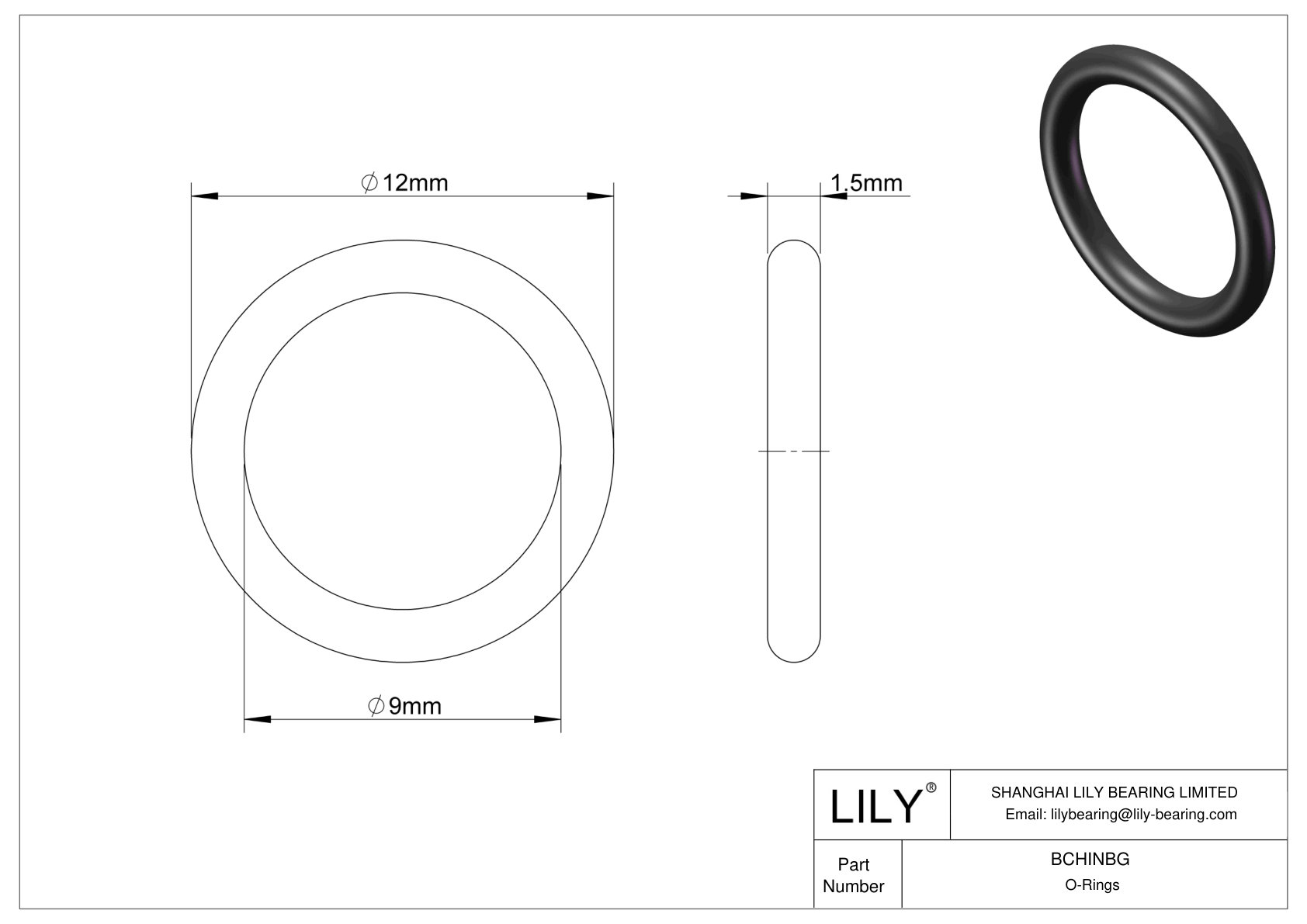 BCHINBG Chemical Resistant O-rings Round cad drawing