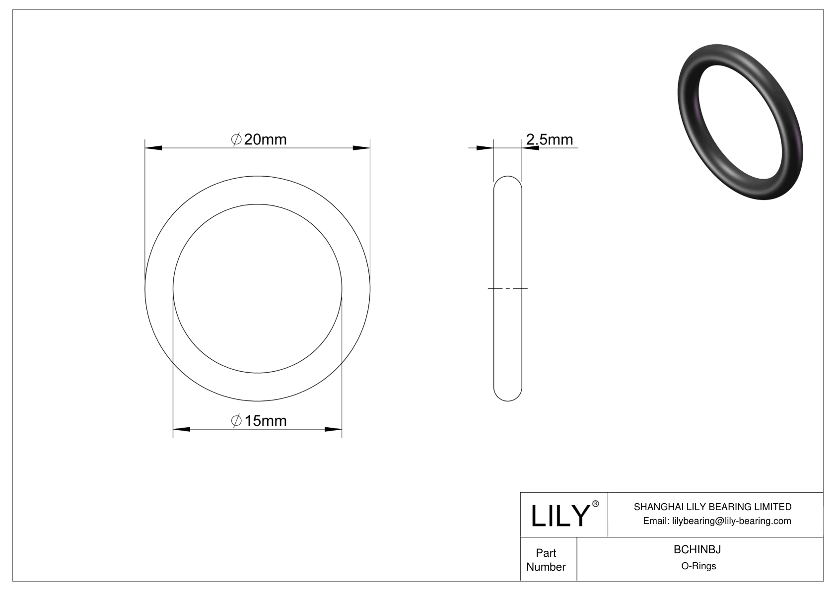 BCHINBJ Chemical Resistant O-rings Round cad drawing