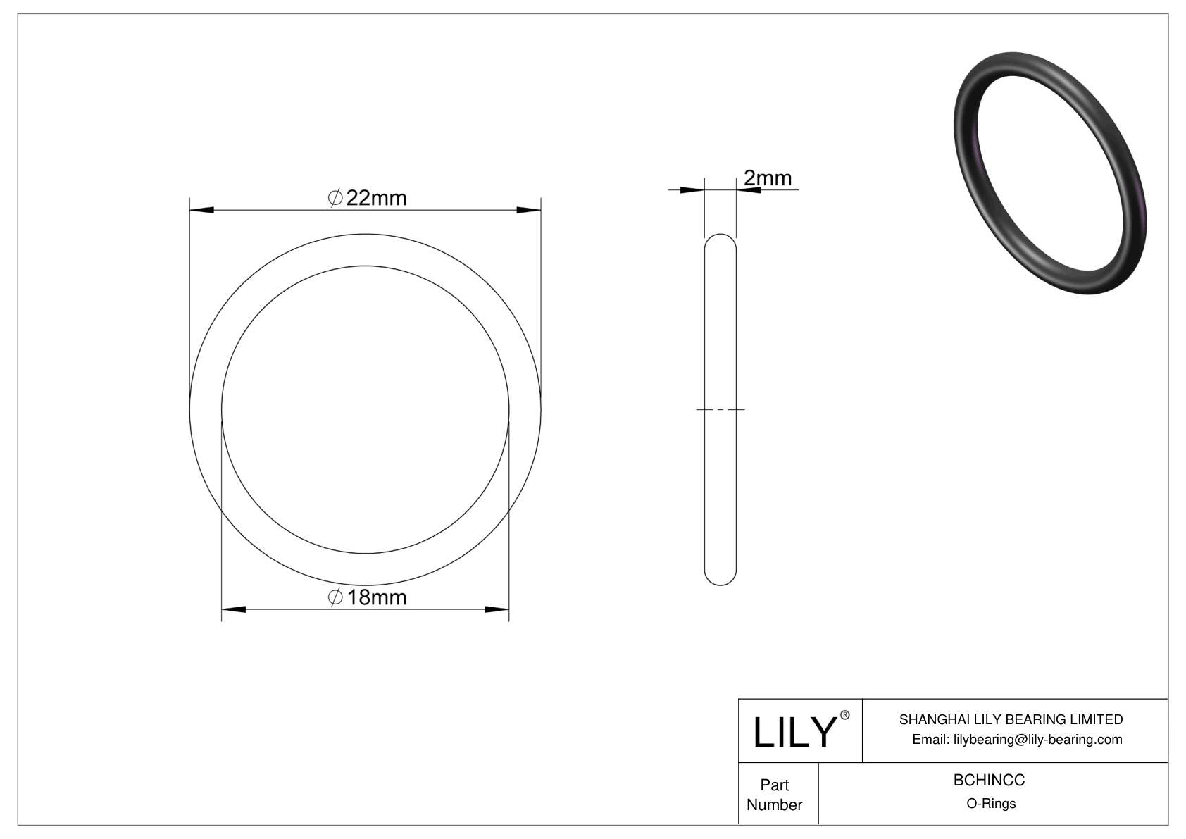 BCHINCC Chemical Resistant O-rings Round cad drawing