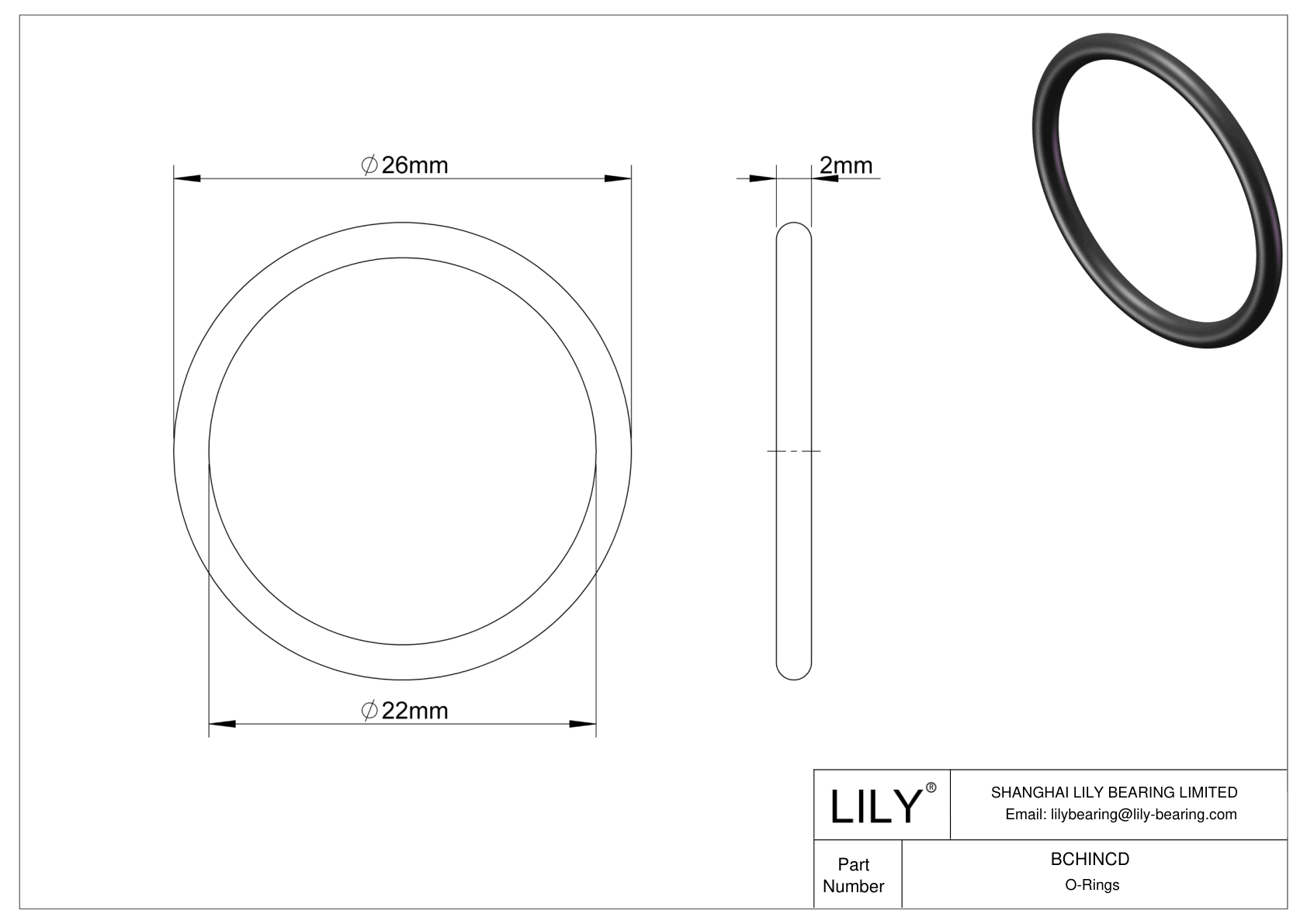 BCHINCD Juntas tóricas redondas resistentes a productos químicos cad drawing