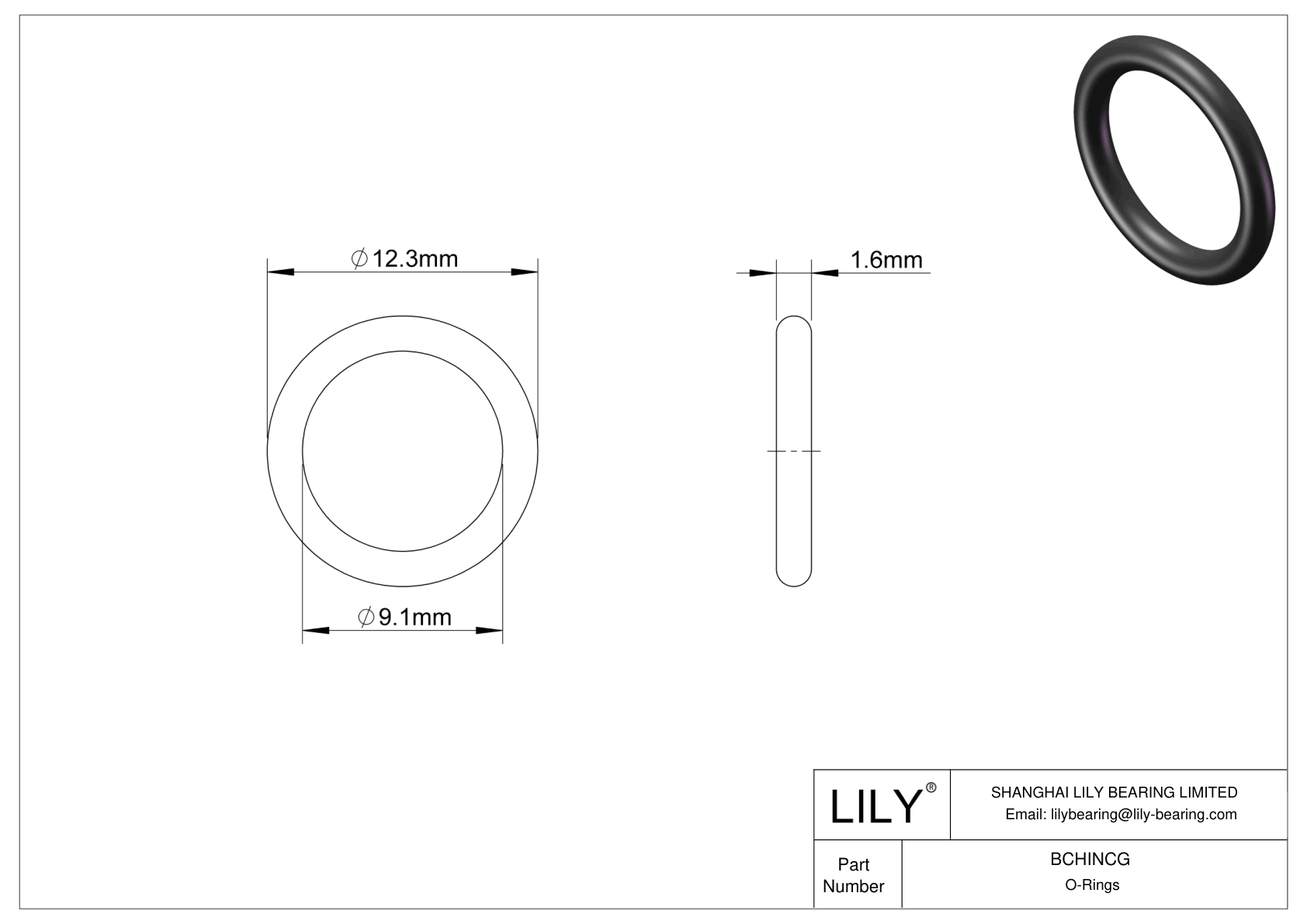 BCHINCG Chemical Resistant O-rings Round cad drawing