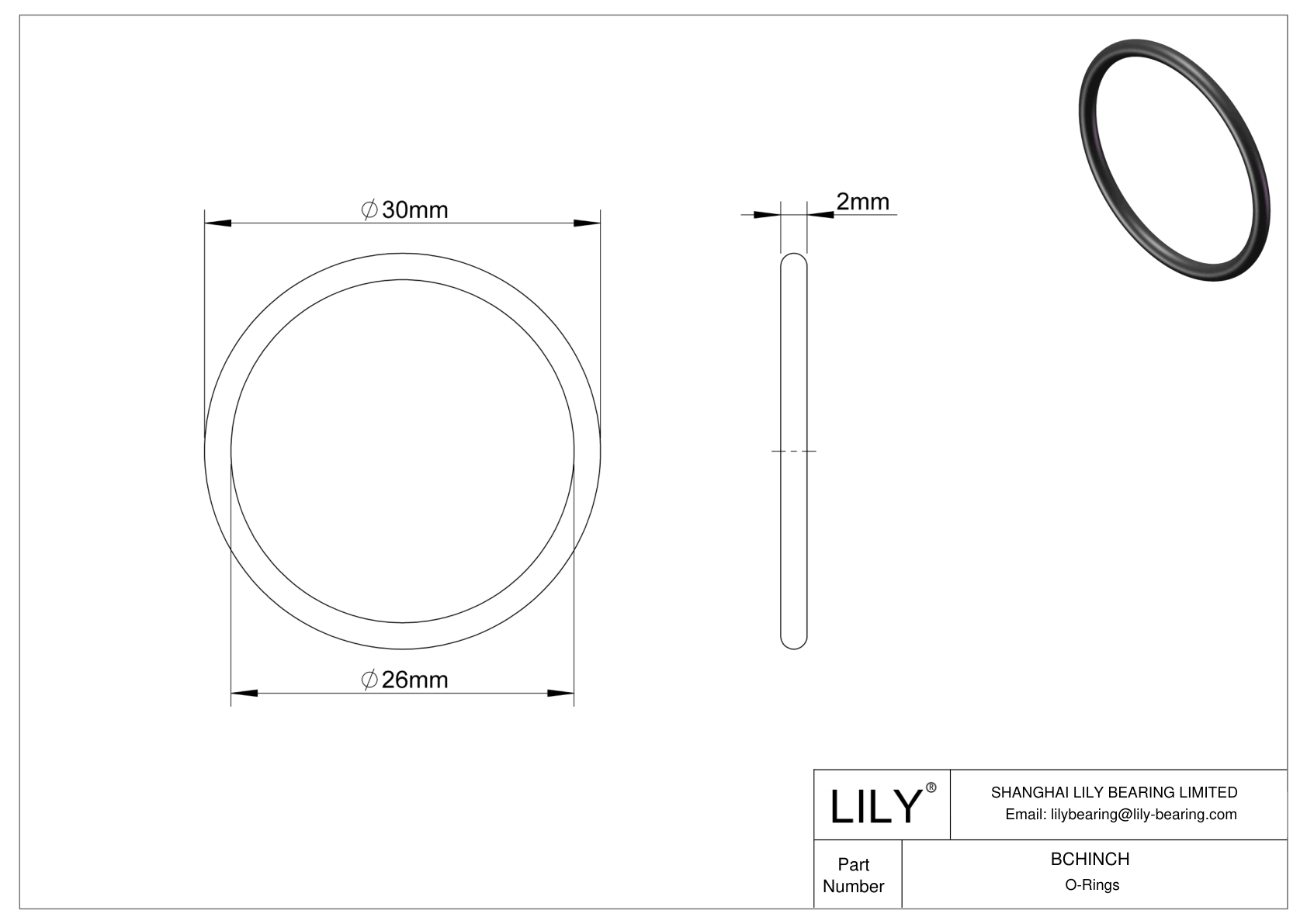 BCHINCH Chemical Resistant O-rings Round cad drawing