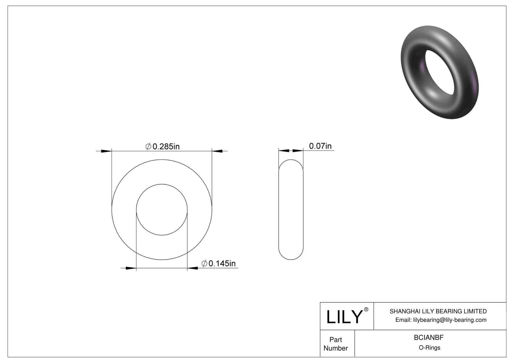 BCIANBF Chemical Resistant O-rings Round cad drawing