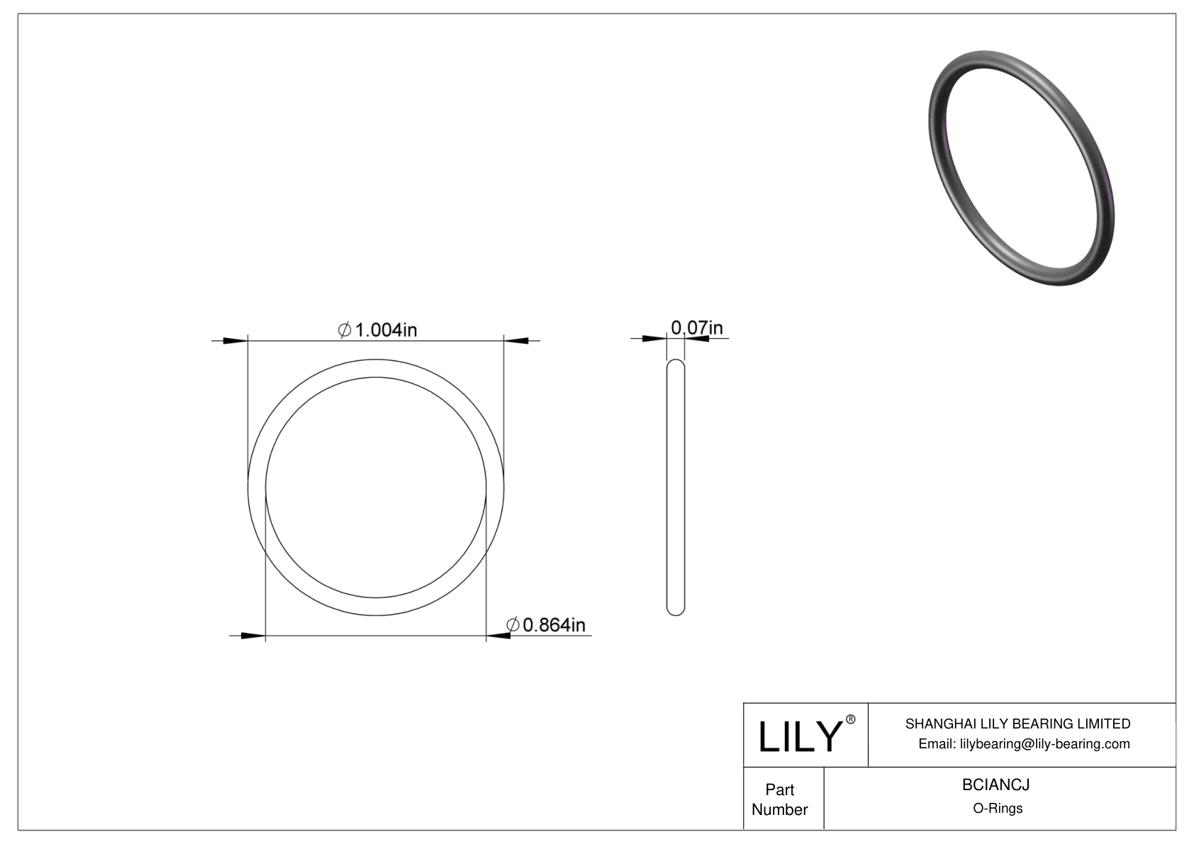BCIANCJ Chemical Resistant O-rings Round cad drawing