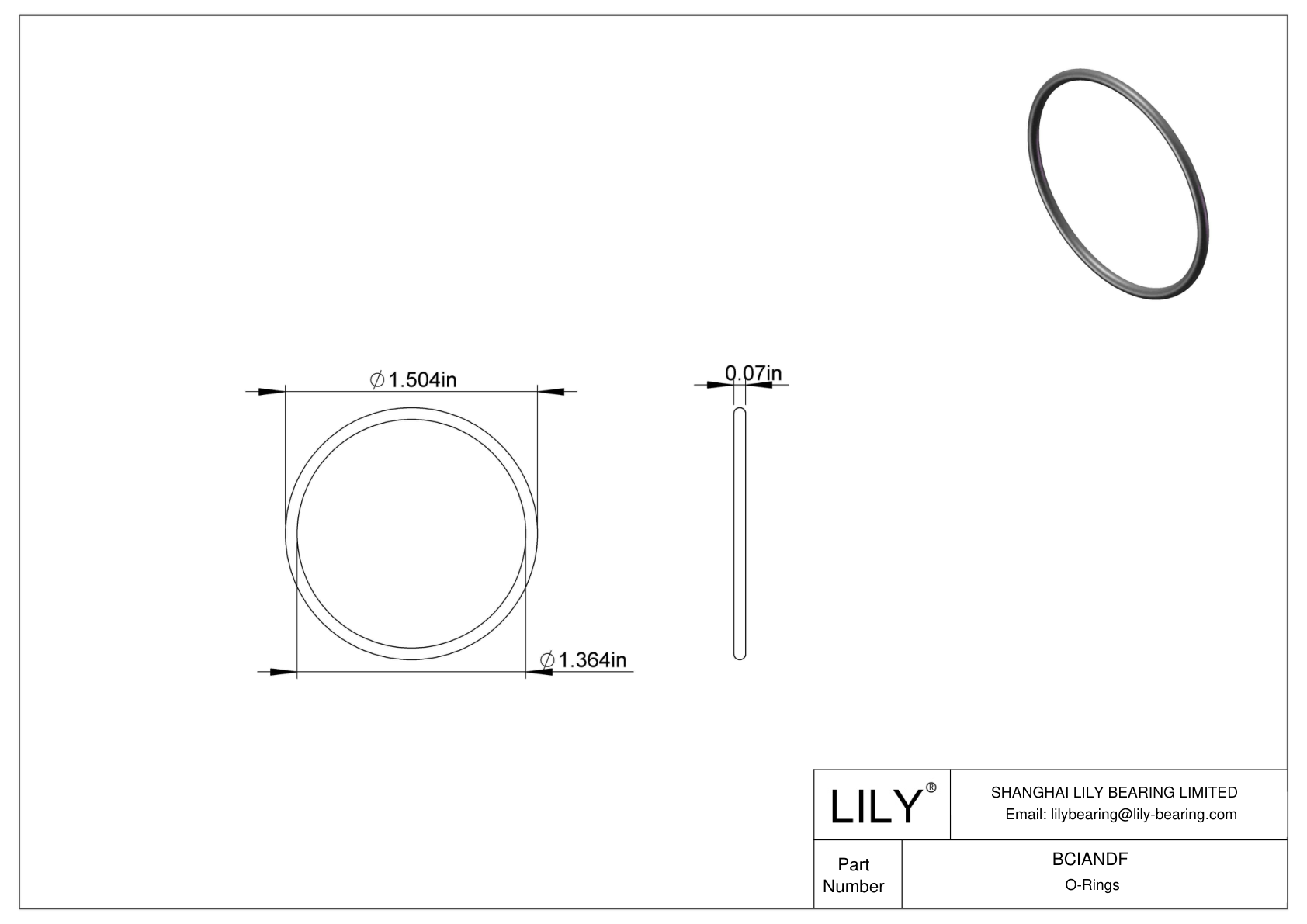BCIANDF Chemical Resistant O-rings Round cad drawing