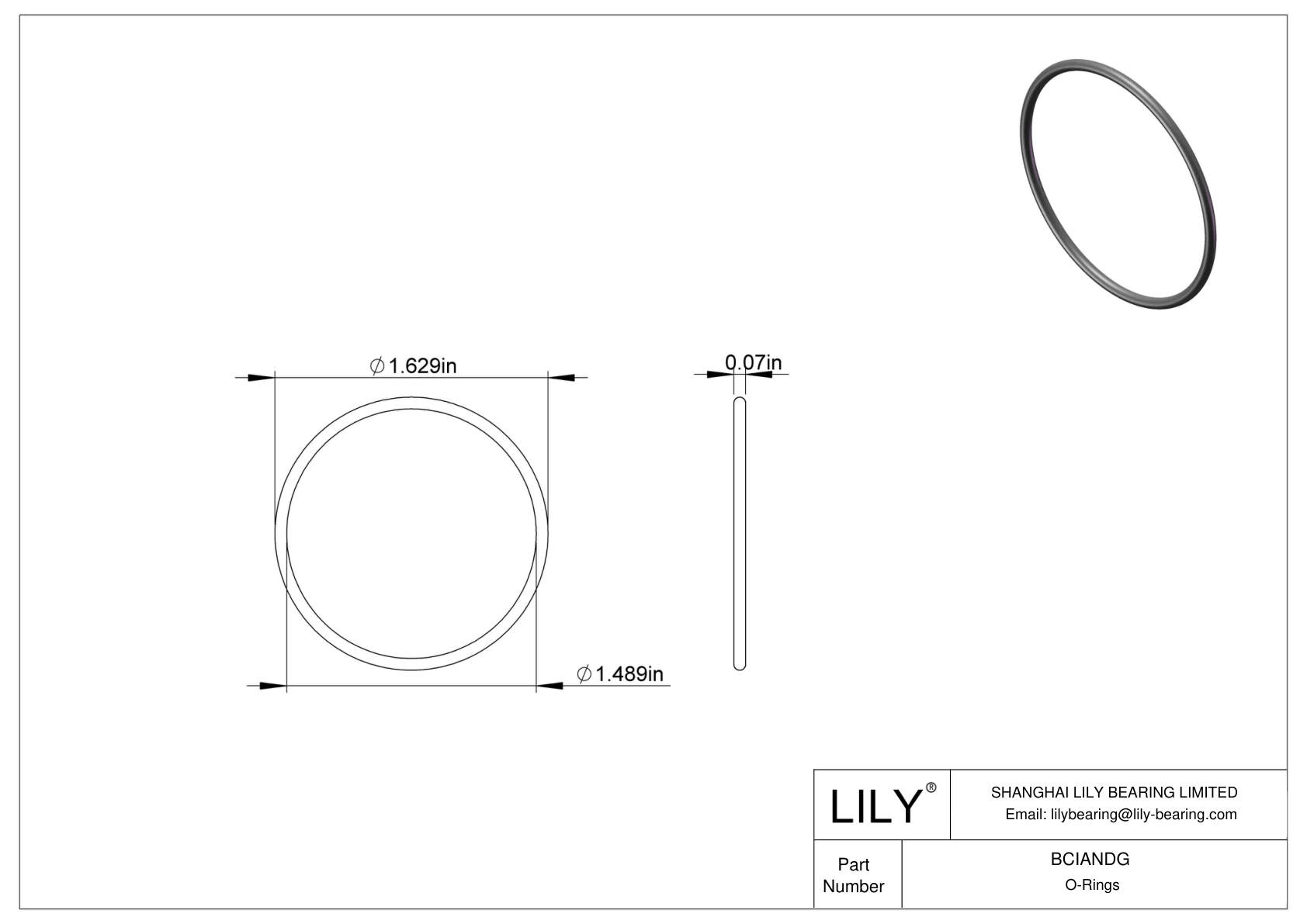 BCIANDG Chemical Resistant O-rings Round cad drawing