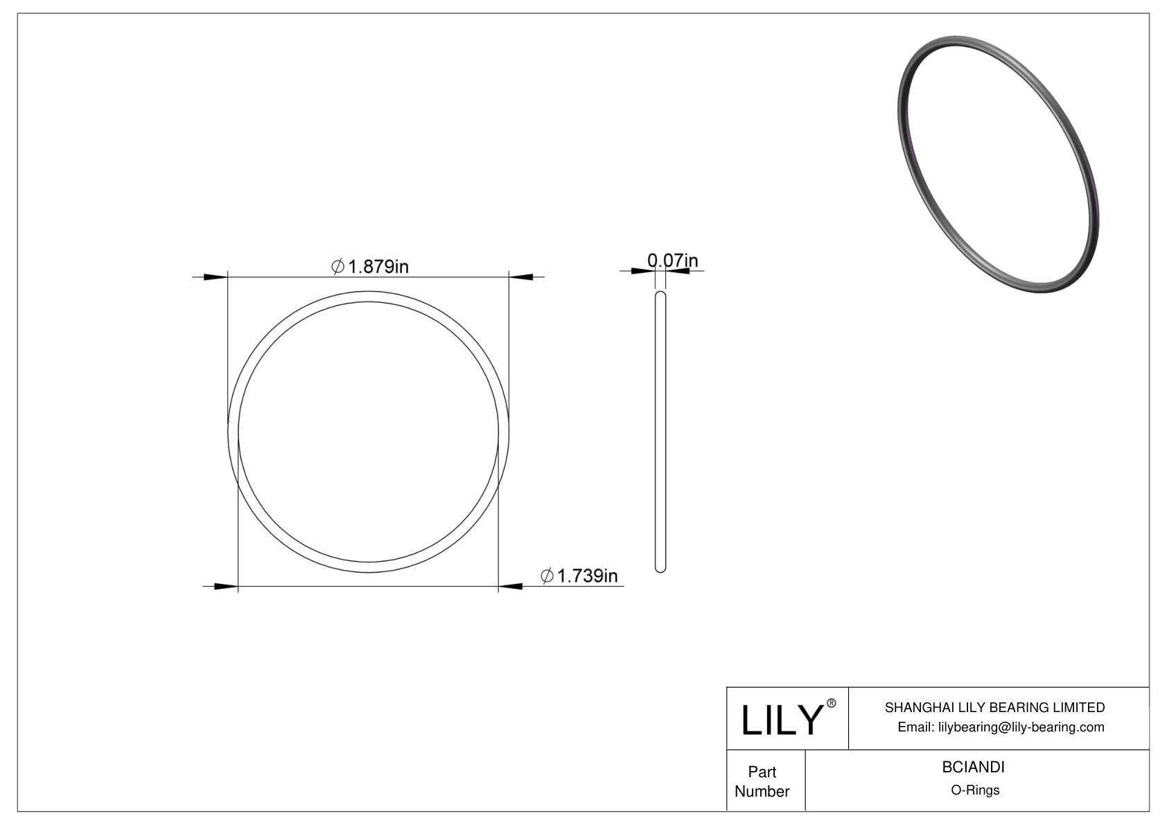 BCIANDI Chemical Resistant O-rings Round cad drawing