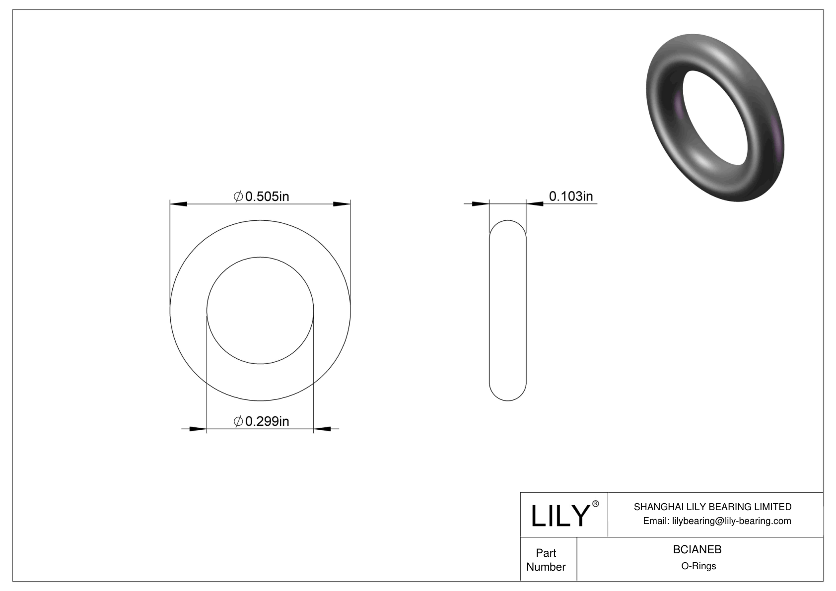 BCIANEB Chemical Resistant O-rings Round cad drawing