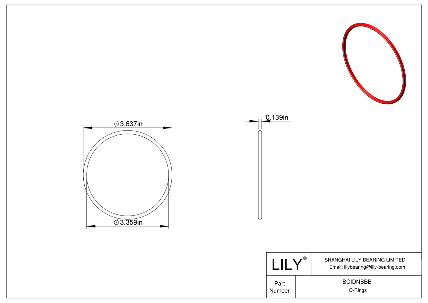 BCIDNBBB High Temperature O-Rings Round cad drawing