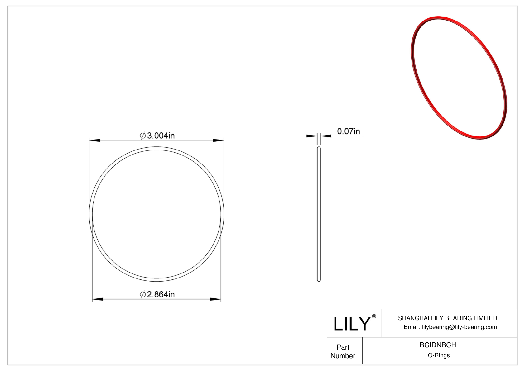 BCIDNBCH High Temperature O-Rings Round cad drawing