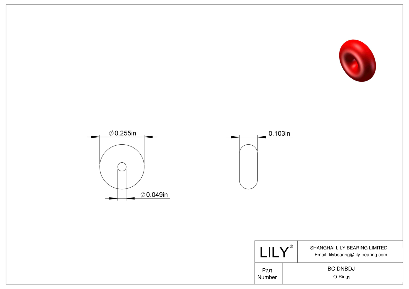 BCIDNBDJ High Temperature O-Rings Round cad drawing