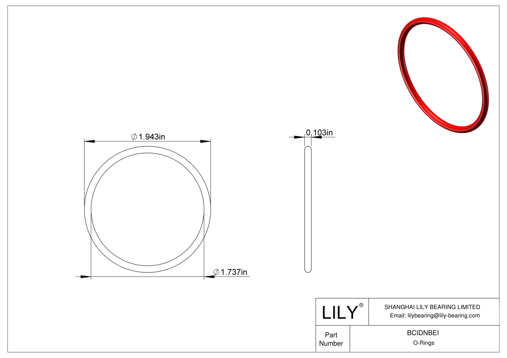 BCIDNBEI High Temperature O-Rings Round cad drawing